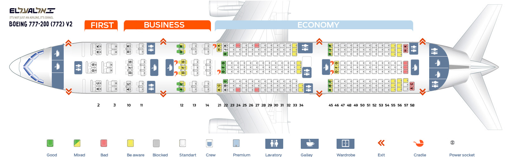 Seat Map Boeing 777-200 V2 EL AL