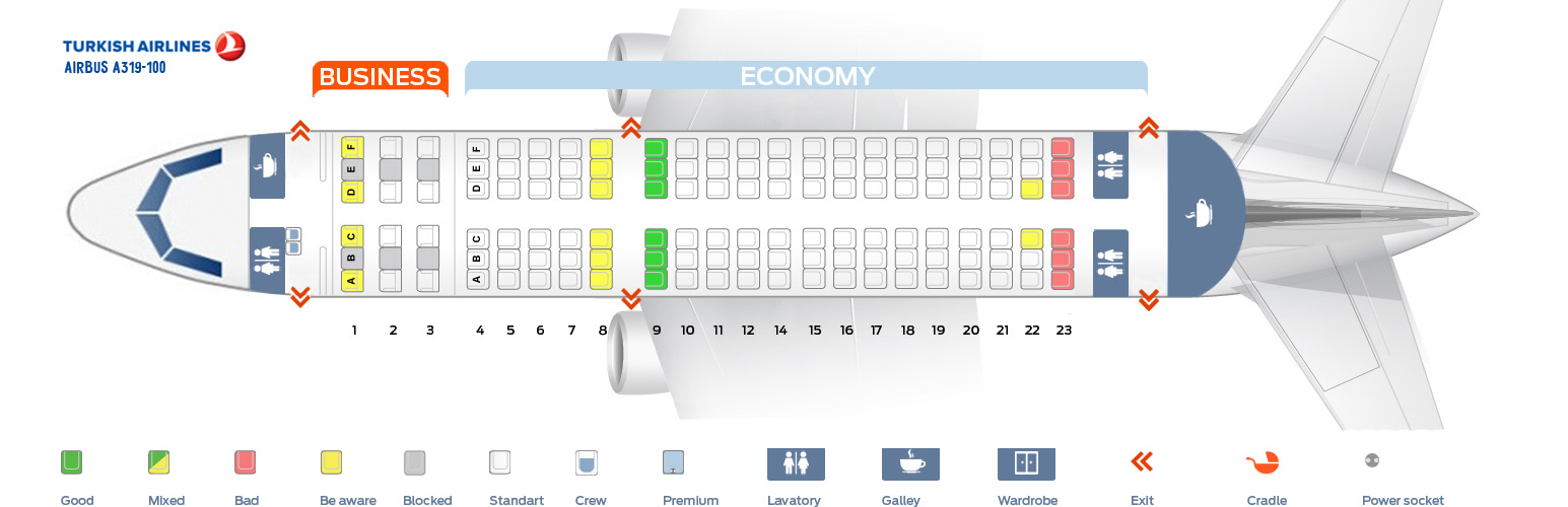 Seat Map Airbus A319 100 Turkish Airlines Best Seats In The Plane 0859