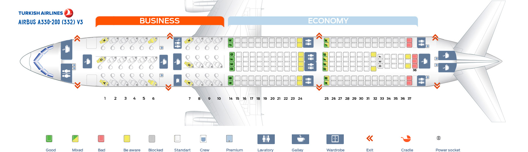 Схема салона airbus a330 200 турецкие авиалинии