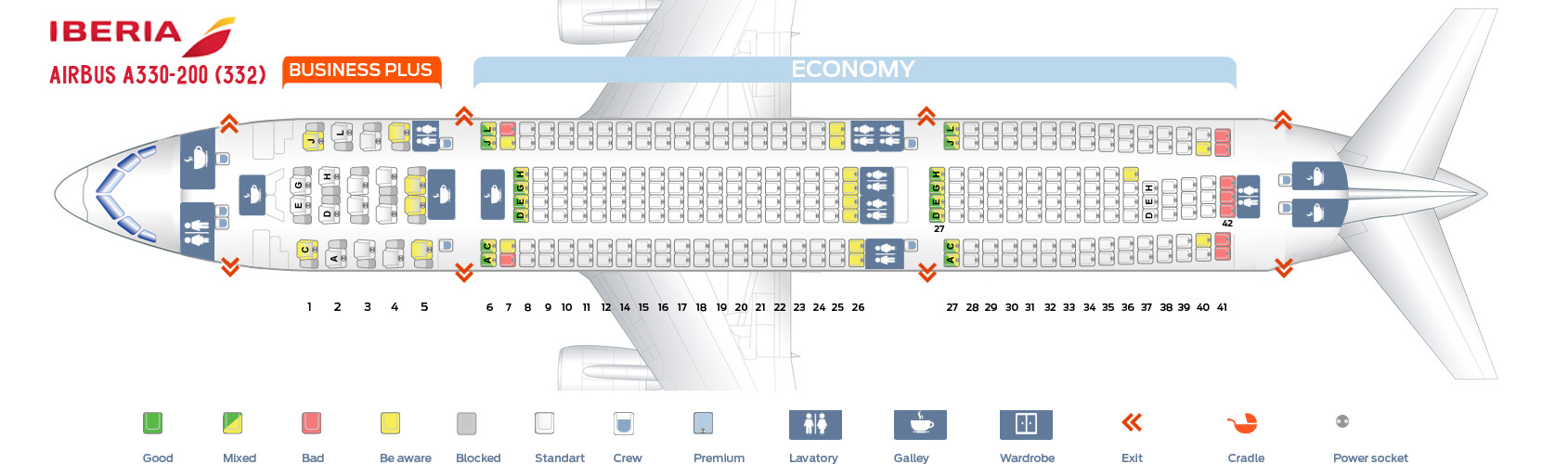 Seat Map Airbus A330 200 Iberia Best Seats In The Plane