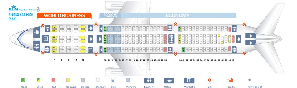 Seat Map Airbus A330 300 Klm Best Seats In The Plane