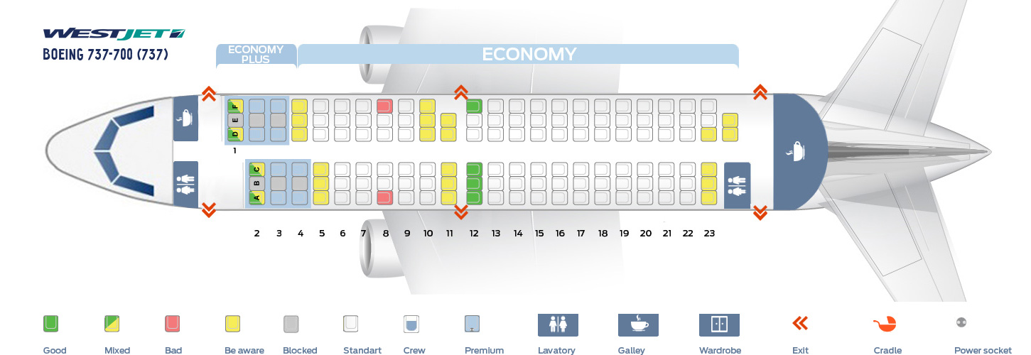 Boeing 737-700 Seat Map Seat map Boeing 737 700 WestJet. Best seats in the plane