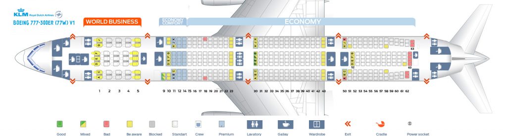 Seat map Boeing 777-300 KLM. Best seats in the plane