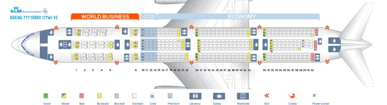 Seat map Boeing 777-300 KLM. Best seats in the plane