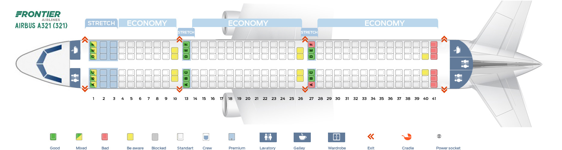 Frontier Airlines Seating Chart Airbus A321 Seat Map Airbus A321-200 Frontier Airlines. Best Seats In The Plane