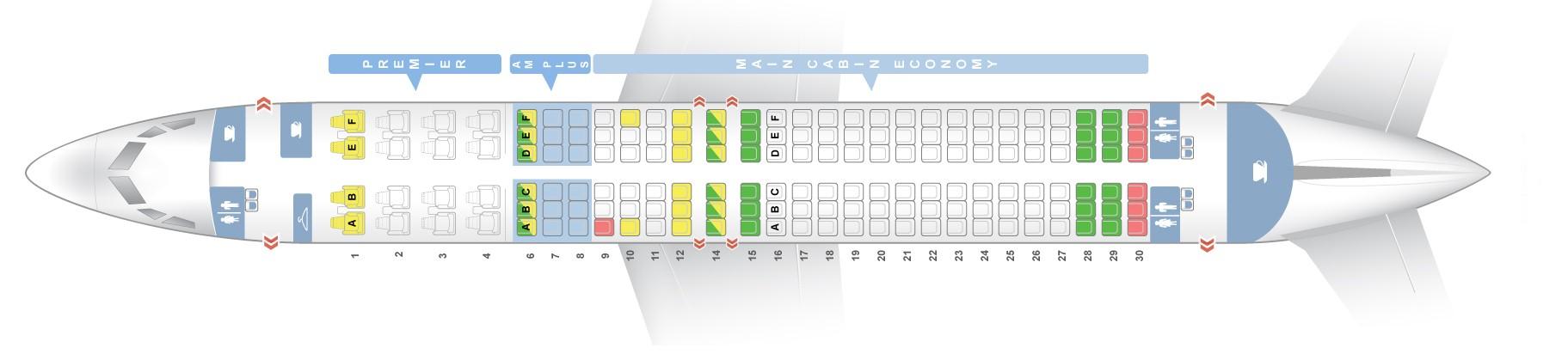 Seat map Boeing 737-800 Aeromexico. Best seats in the plane