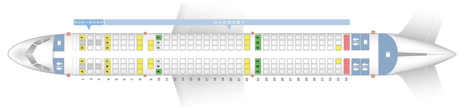 Seat map Airbus A321 Aegean Airlines. Best seats in the plane