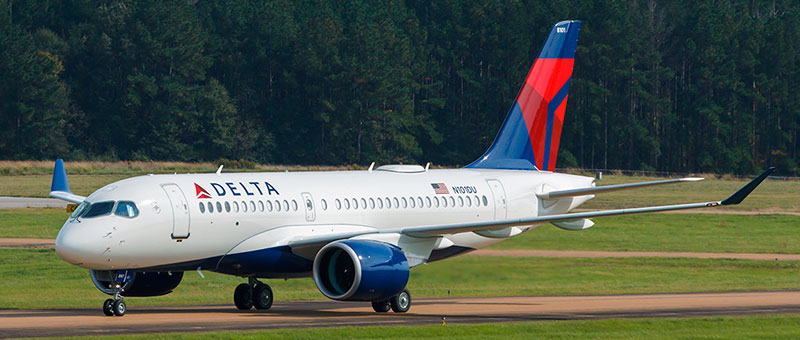 Seat map Airbus A220-100 “Delta Air Lines”. Best seats in the plane