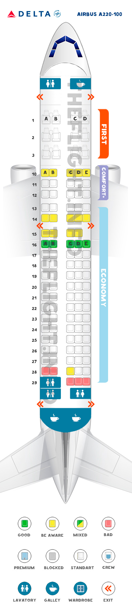 Airbus A220 100 Seat Map - Image to u