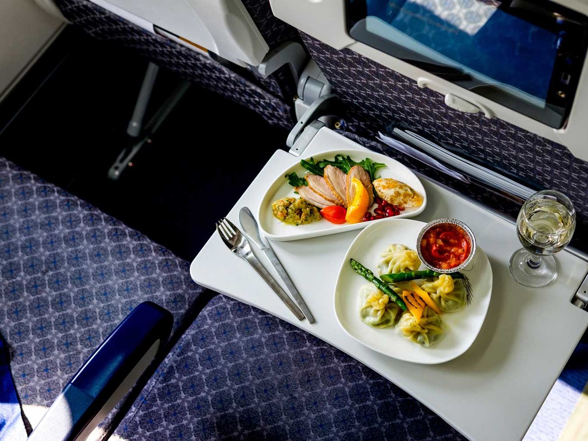 Air passenger showed the most unusual food in economy class