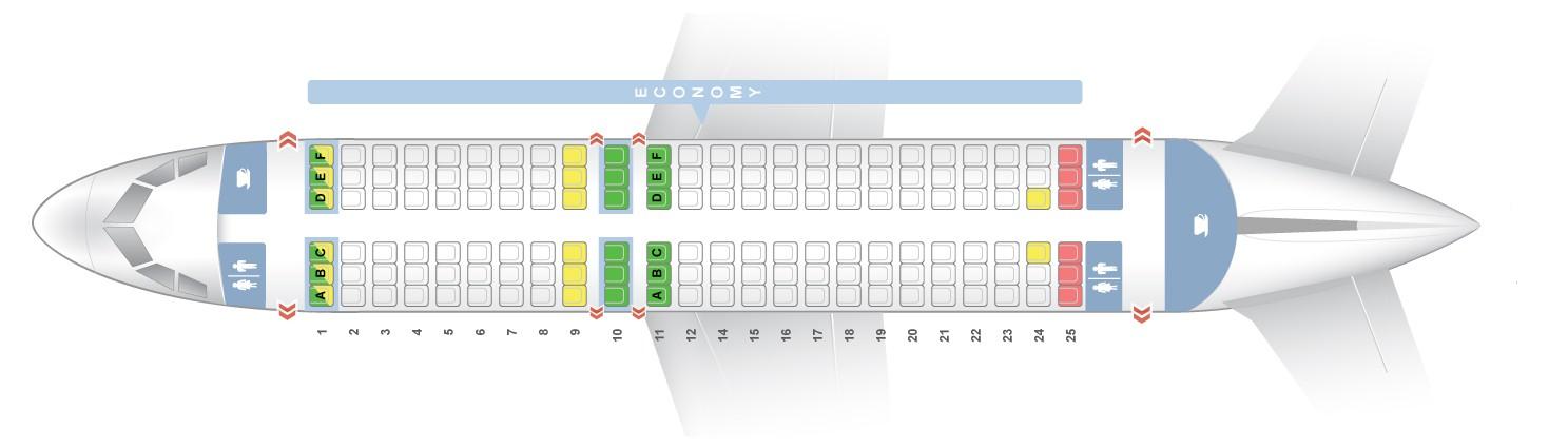 Seat map Airbus A319-100 "Vueling". Best seats in the plane