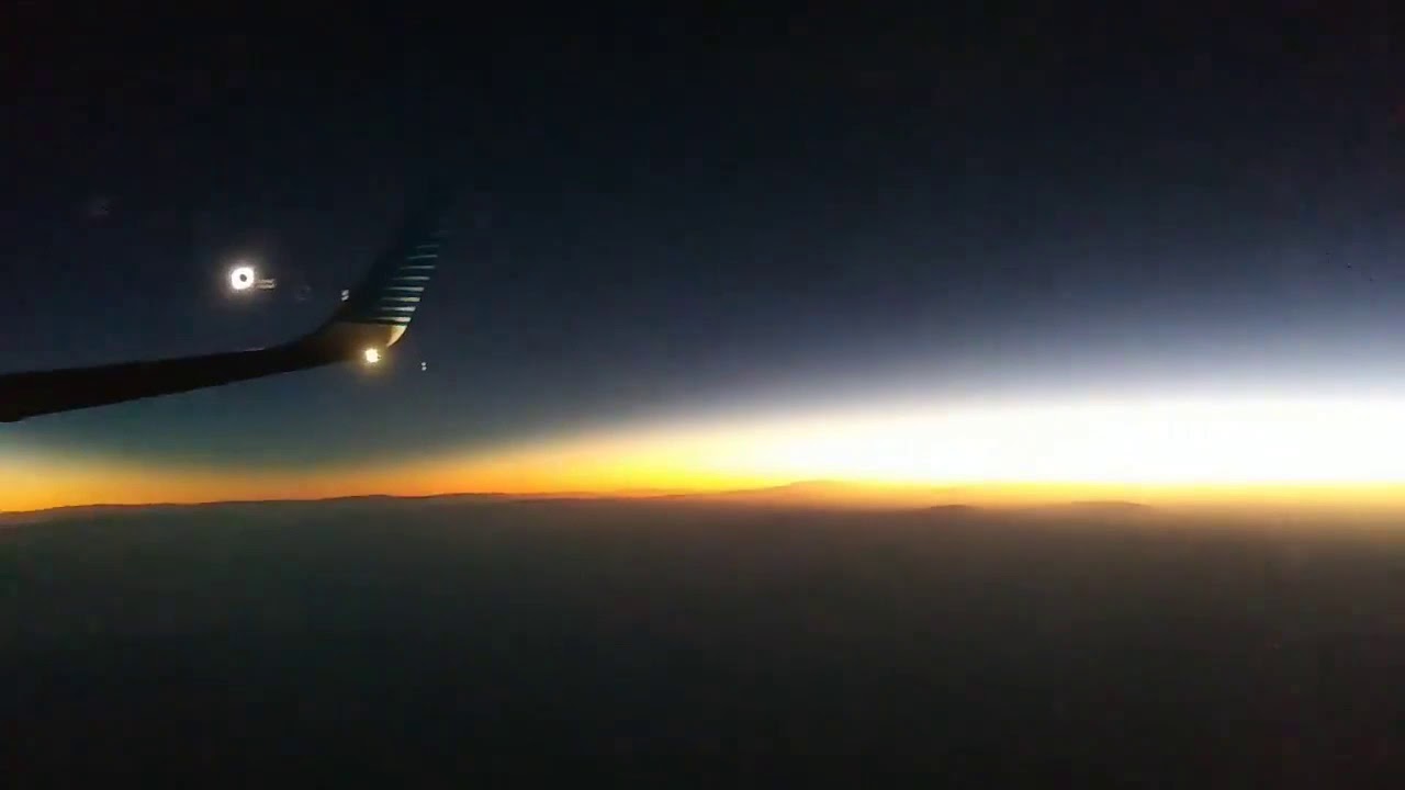 Flight in the darkness: passengers of the airplane made video of the solar eclipse