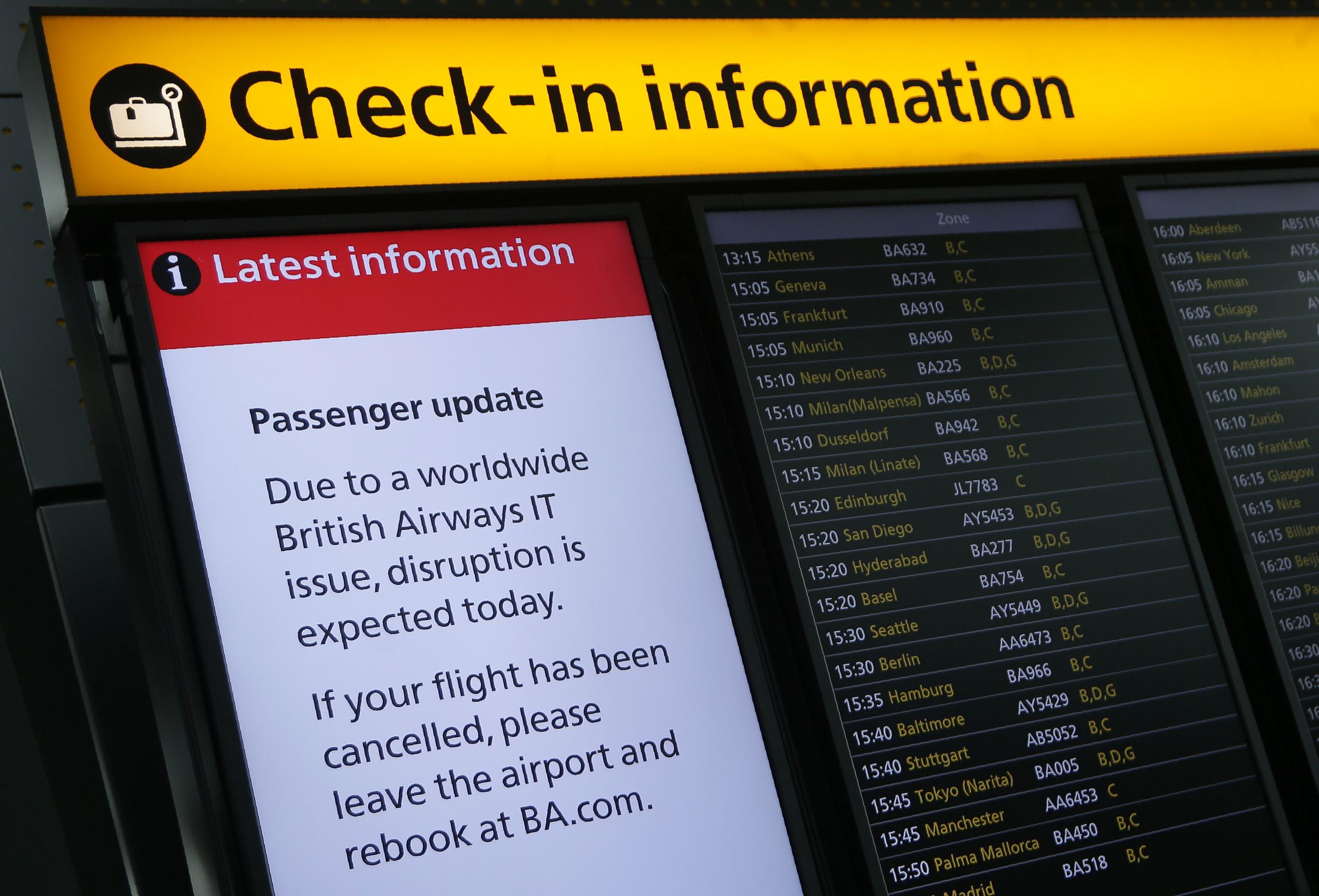 British Airways cancelled more than 90 flights on Tuesday because of computers failure