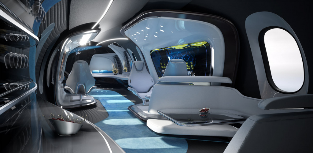 Concept of the Bombardier Global 8000 interior from AUFEER DESIGN is combination of comfort and functionality