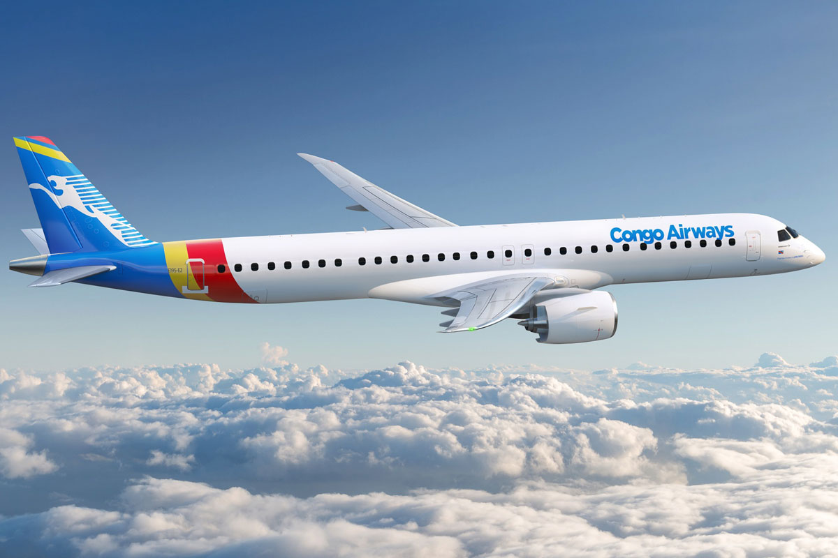 Airline company Congo Airways placed firm order for two airplanes Embraer E195-E2