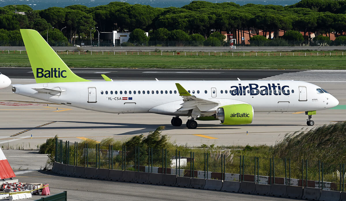 28th Airbus A220 airplane for airline company airBaltic