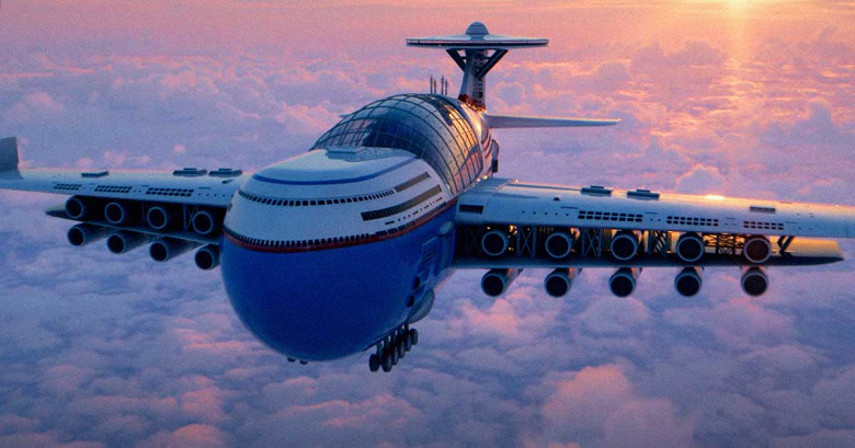 Transport of future – concept of flying hotel Sky Cruise for 5000 passengers was presented